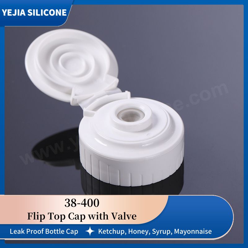 38 400 Flip Top Dispensing Closure with Silicone Valve for Squeeze